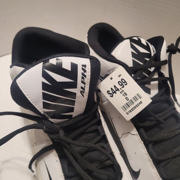 The Nike Alpha Fastflex Football Cleats White, Black, and Grey Men Shoes Size 16